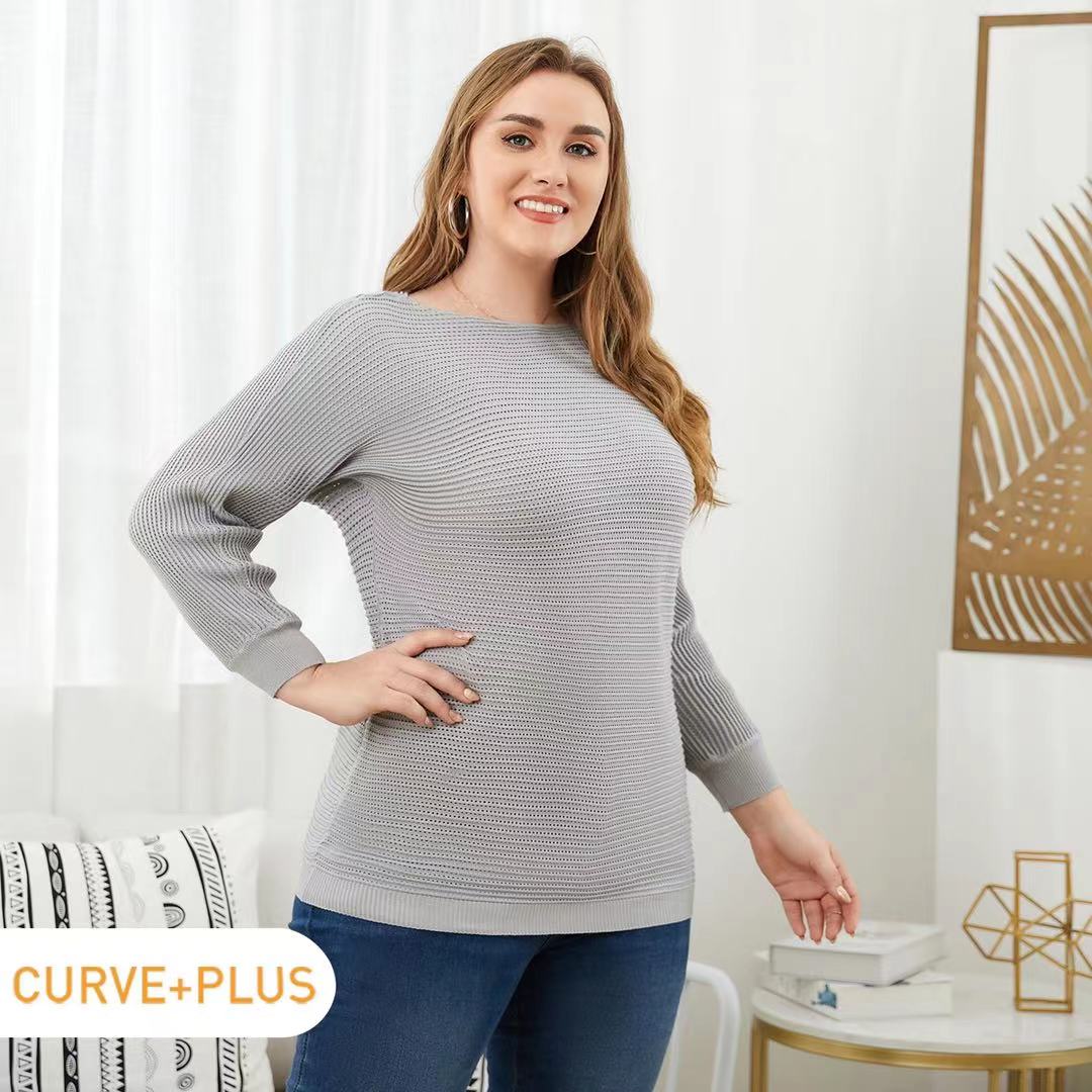 

Women Plus Size Casual Round-collar Sweater