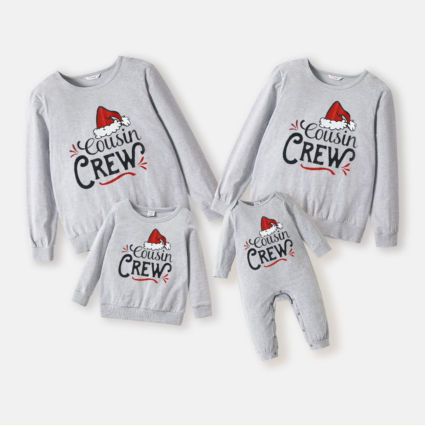 

Christmas Hat and Letter Print Grey Family Matching Long-sleeve Sweatshirts