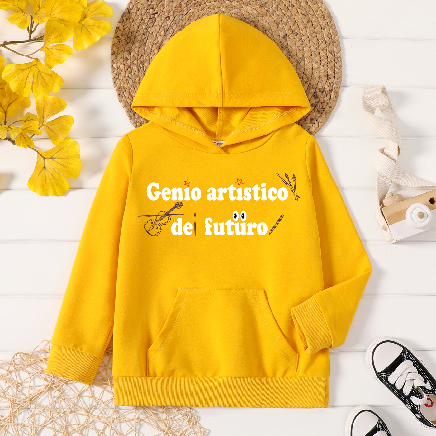 

Toddler Boy Graphic Letter Print Long-sleeve Hooded Pullover