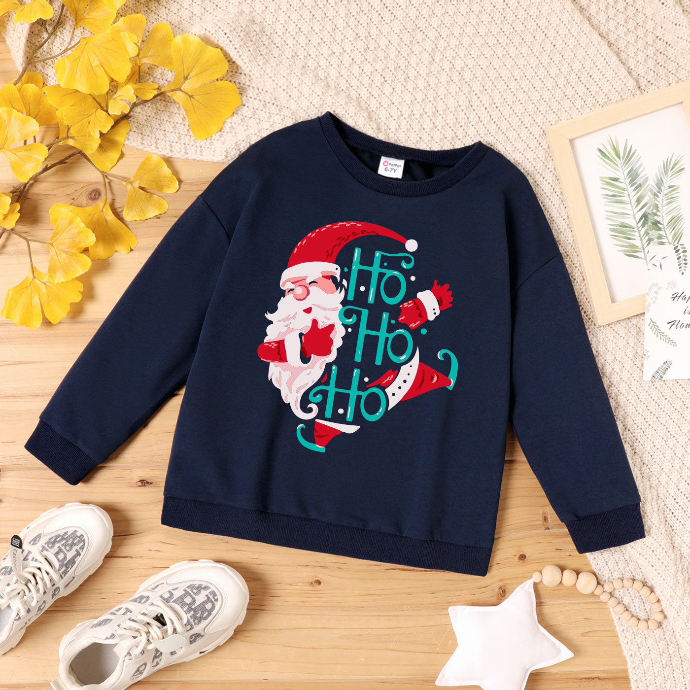 

Christmas Kid Graphic Santa and Letter Print Long-sleeve Pullover