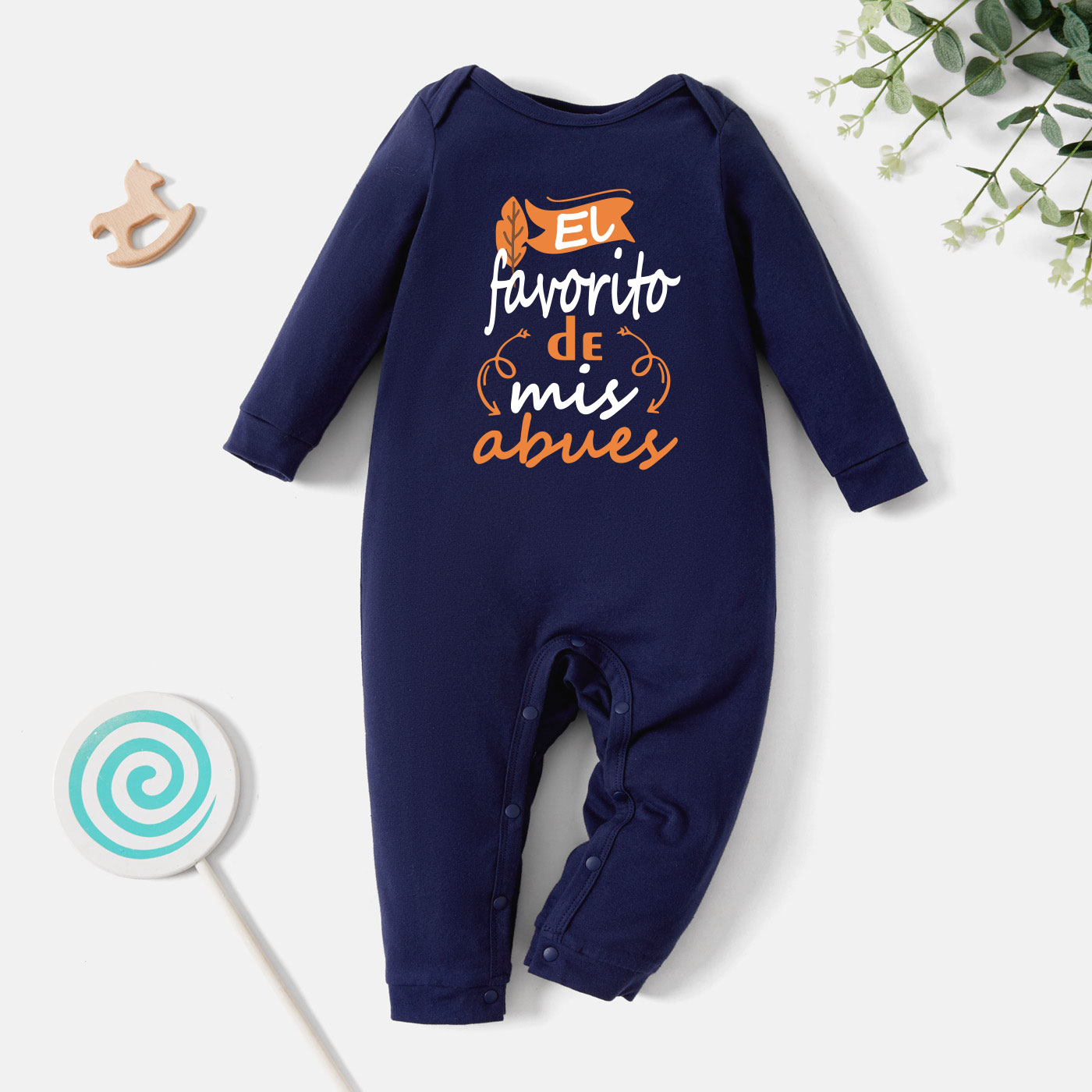 

Baby Graphic Letter Print Long-sleeve Jumpsuit