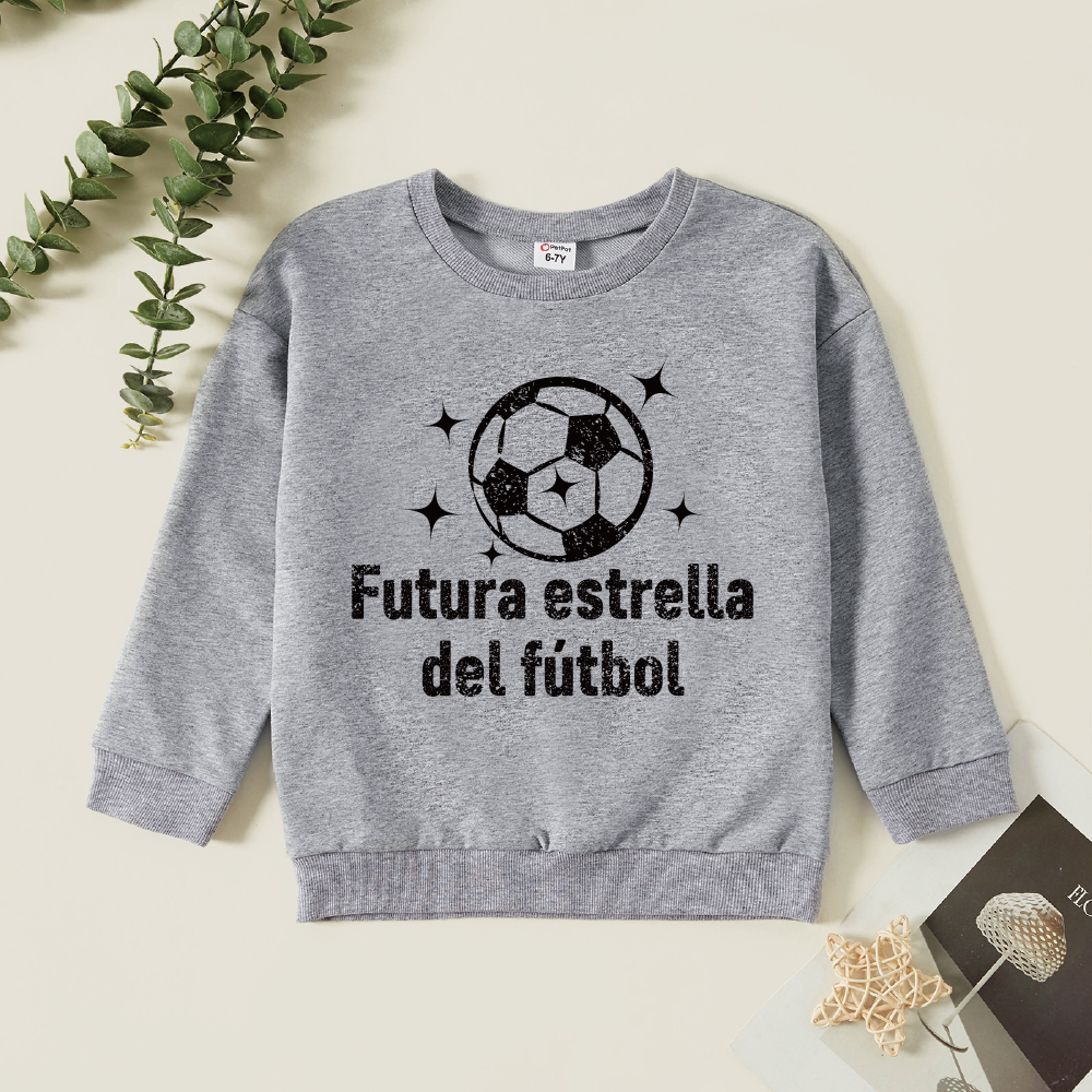 

Kids Boy Graphic Letter & Ball Print Long-sleeve Pullover