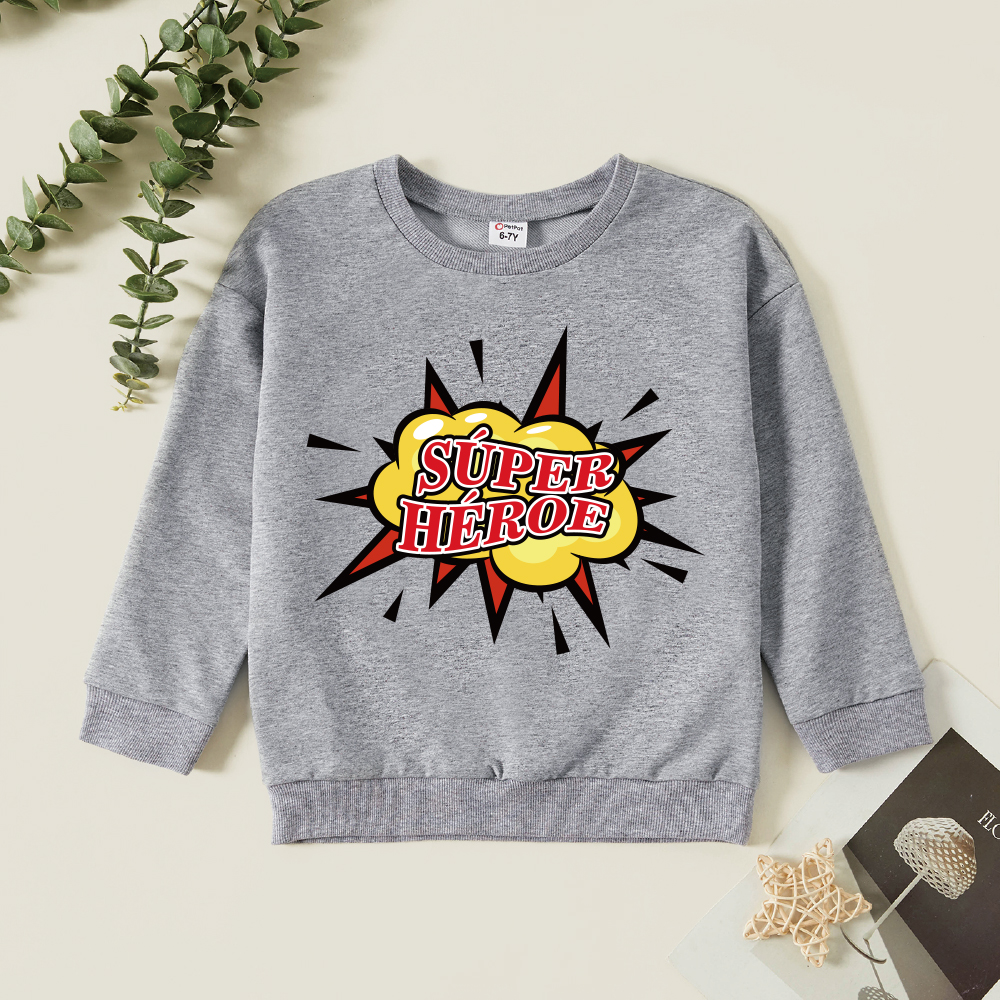 

Kids Boy Graphic Letter Print Long-sleeve Pullover