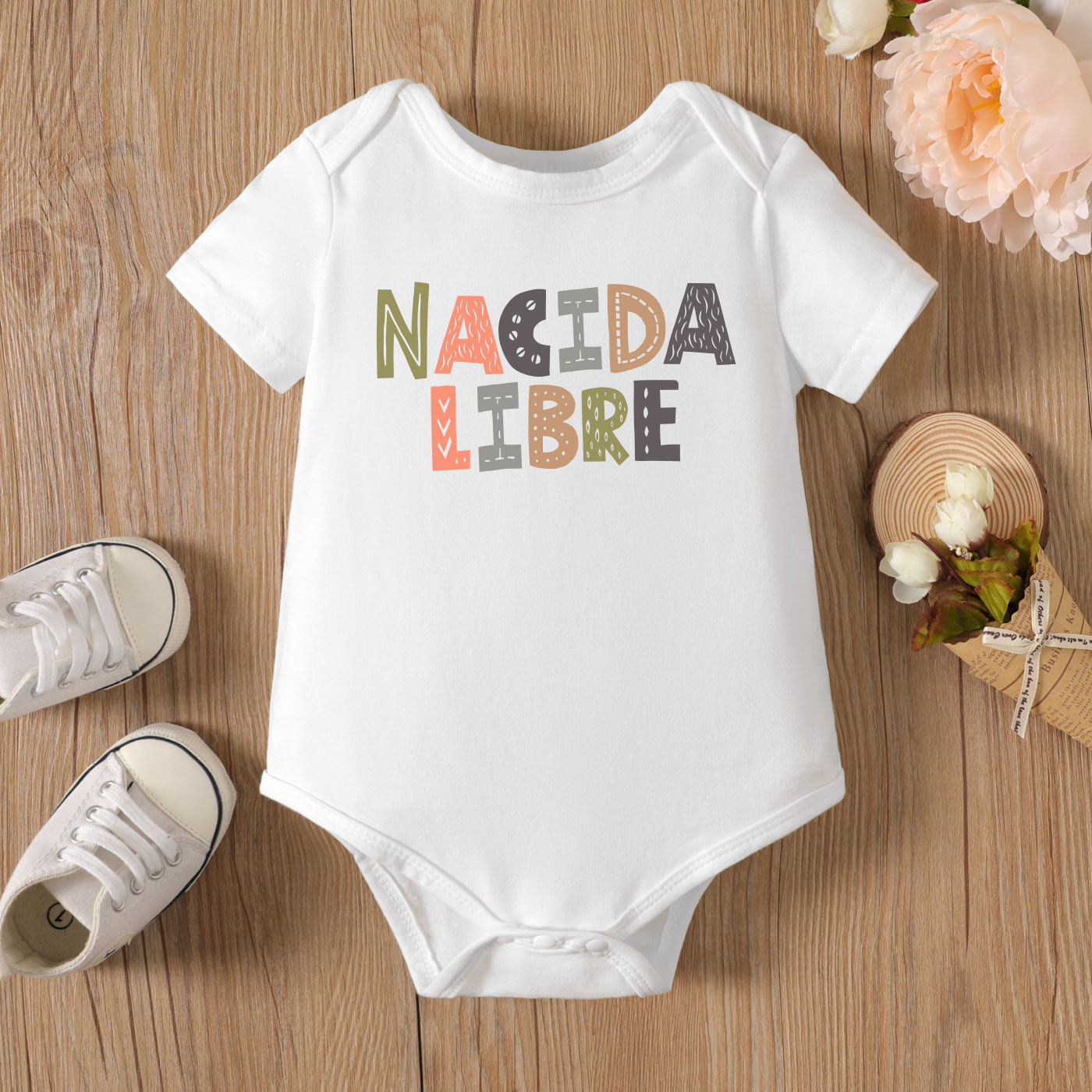 

Baby Graphic Letter Print Short-sleeve Romper