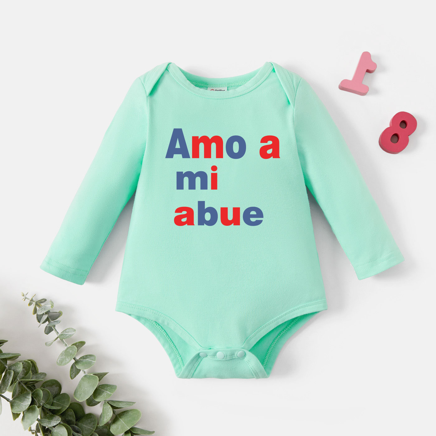 

Baby Boy Graphic Letter Print Long-sleeve Romper
