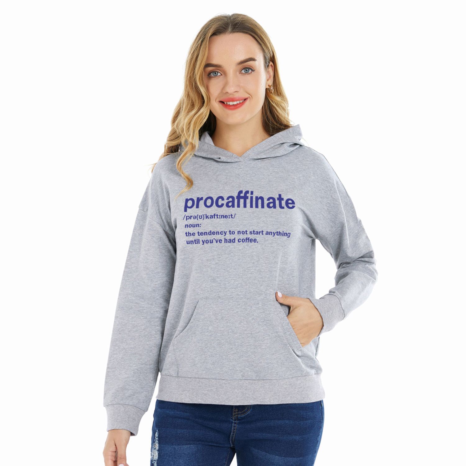 

Women Graphic Letter Print Long-sleeve Hooded Pullover