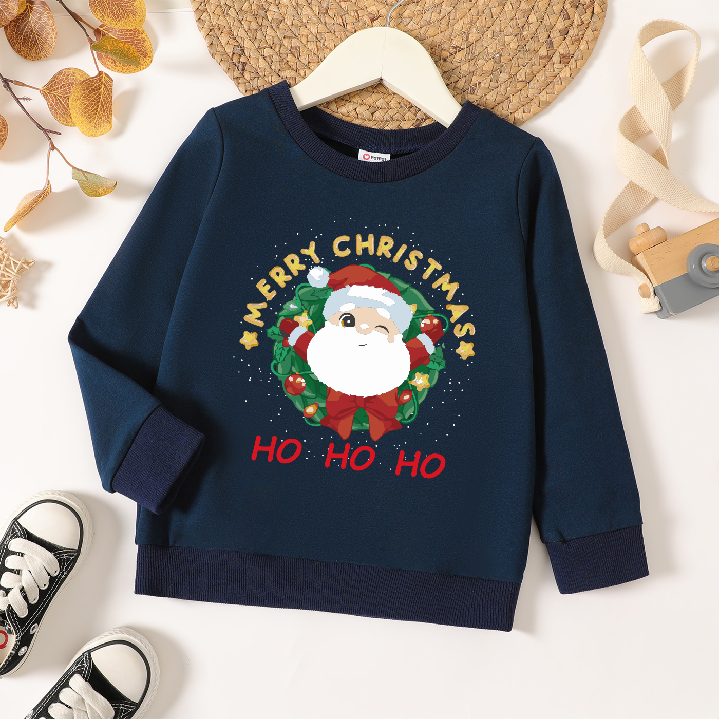 

Christmas Toddler Graphic Letter and Santa Print Long-sleeve Pullover
