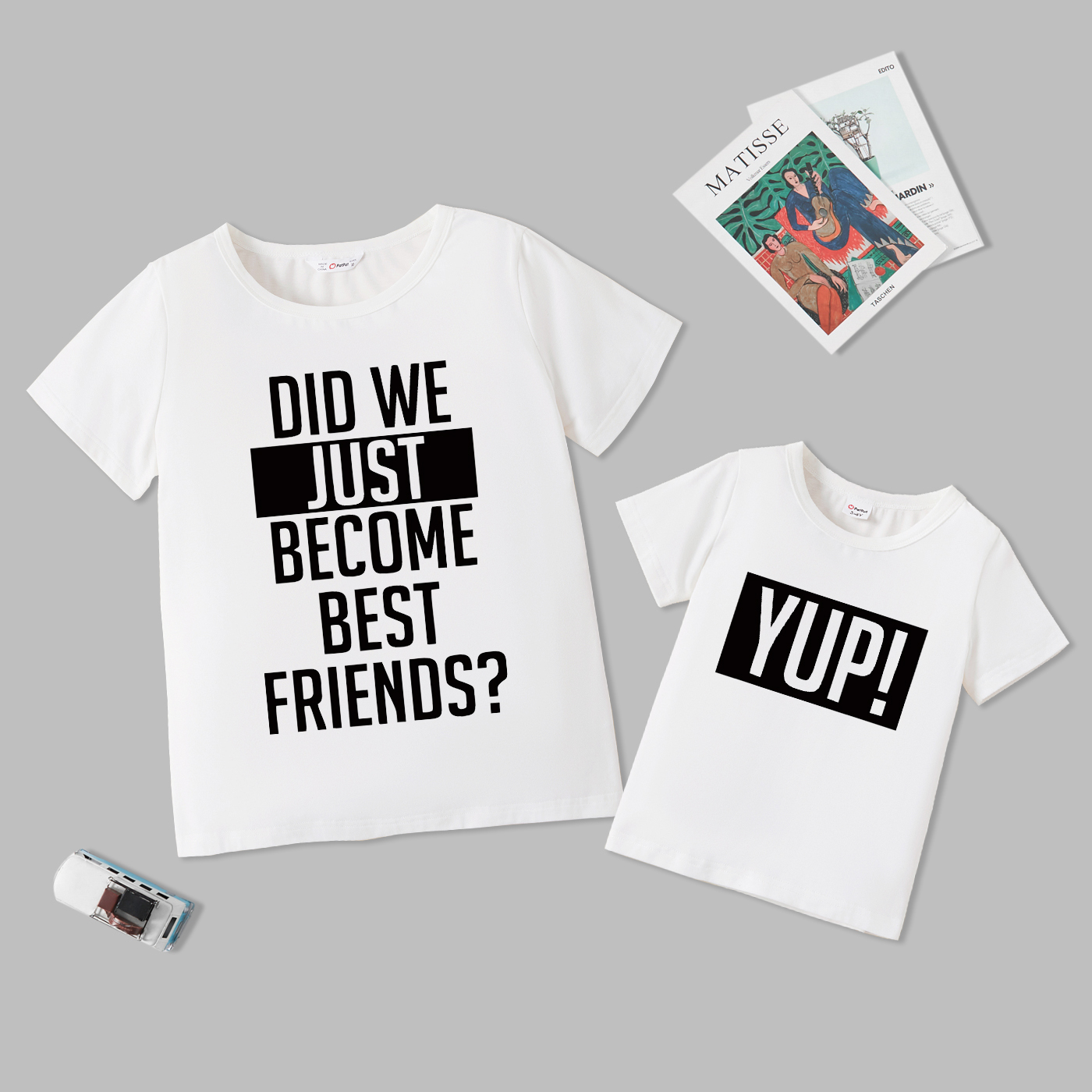

100% Cotton Letter Print White Short-sleeve T-shirts for Dad and Me