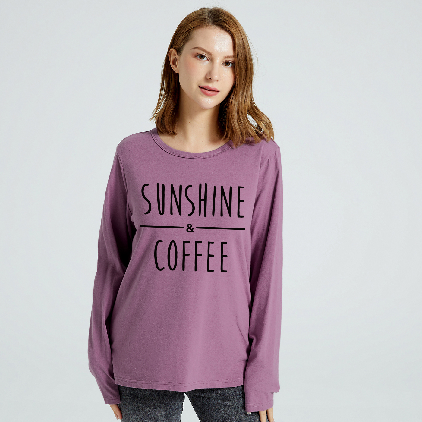 

Women Graphic Letter Print Round-collar Long-sleeve Tee
