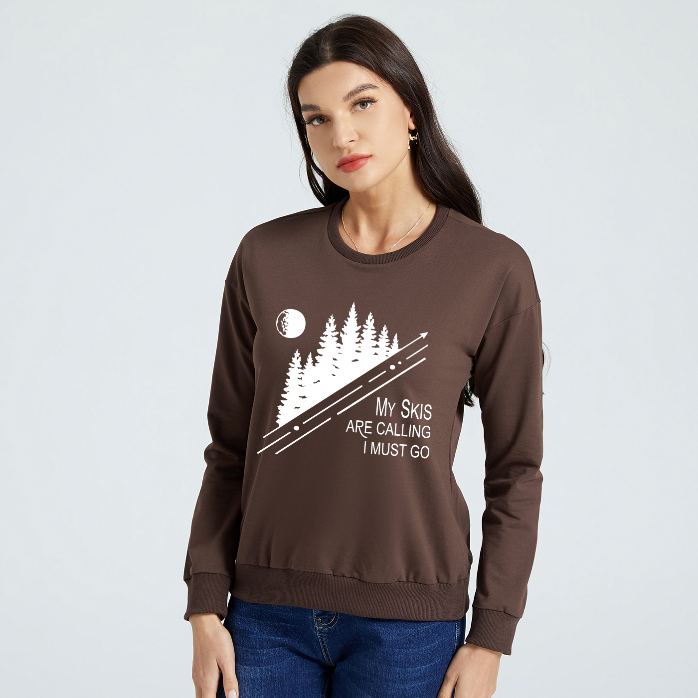 

Woman Graphic Letter Print Long-sleeve Pullover