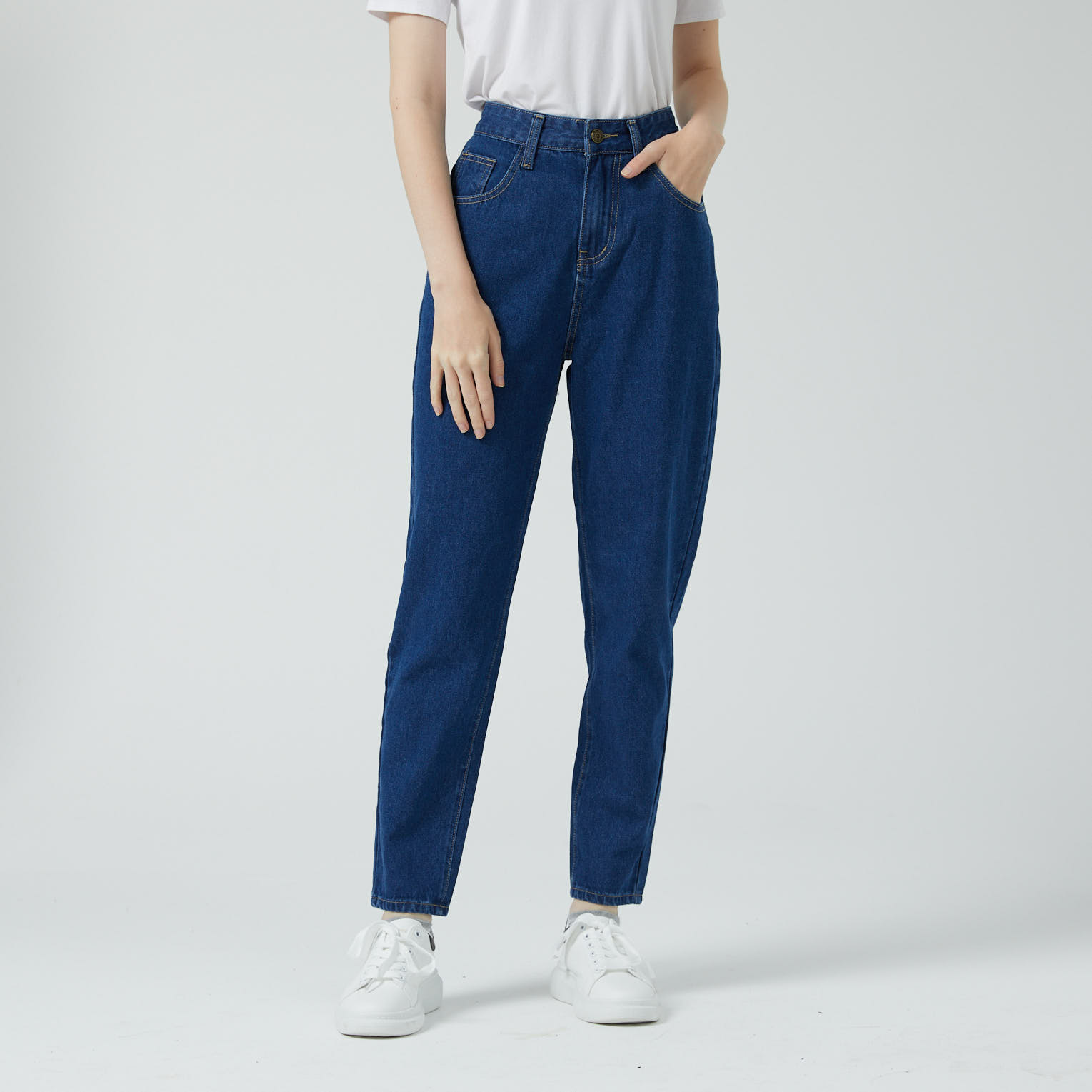 

Deep Blue Casual Straight Leg Ankle-length Jeans