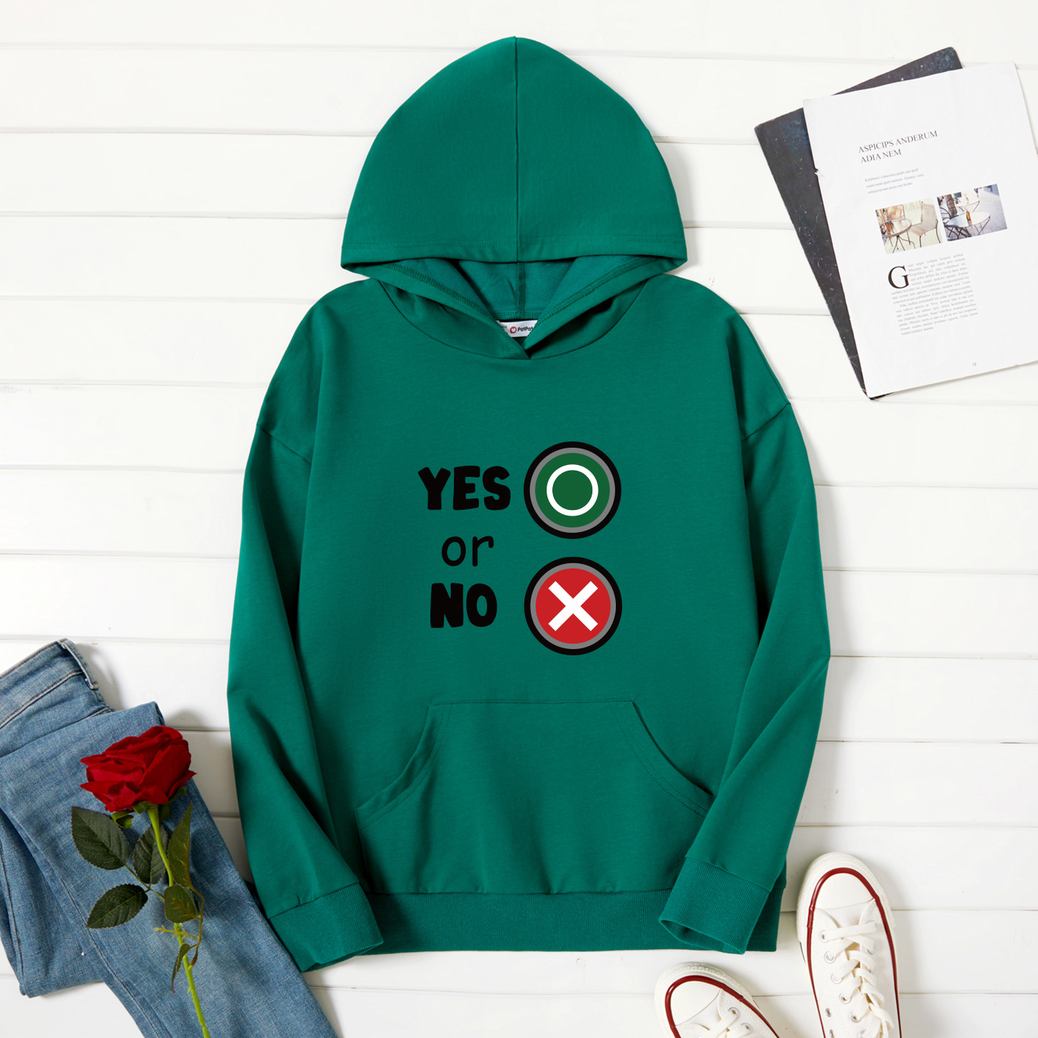 

Women Graphic Letter Print Long-sleeve Hooded Pullover