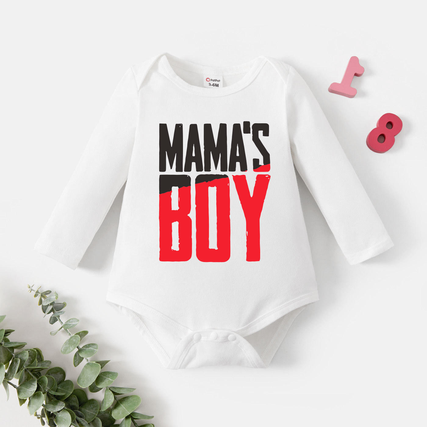 

Baby Boy Graphic Letter Print Long-sleeve Romper