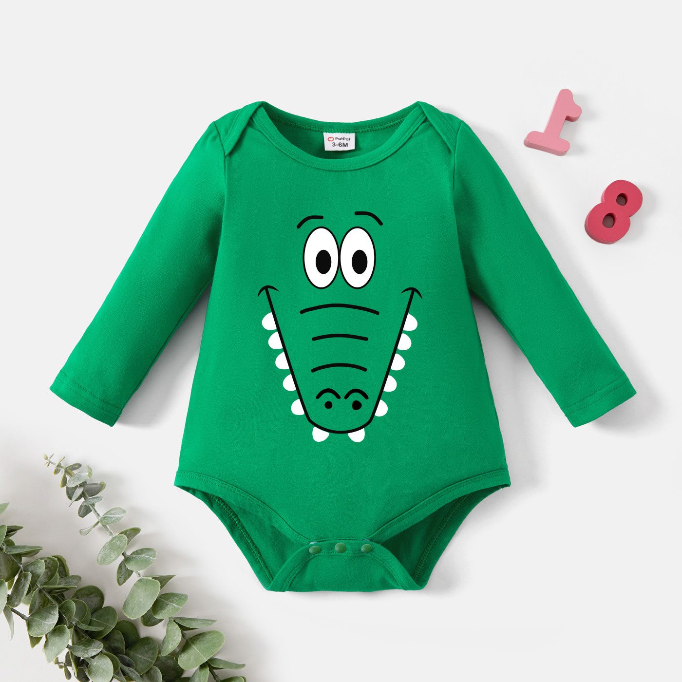 

Baby Boy Graphic Crocodile Print Long-sleeve Romper