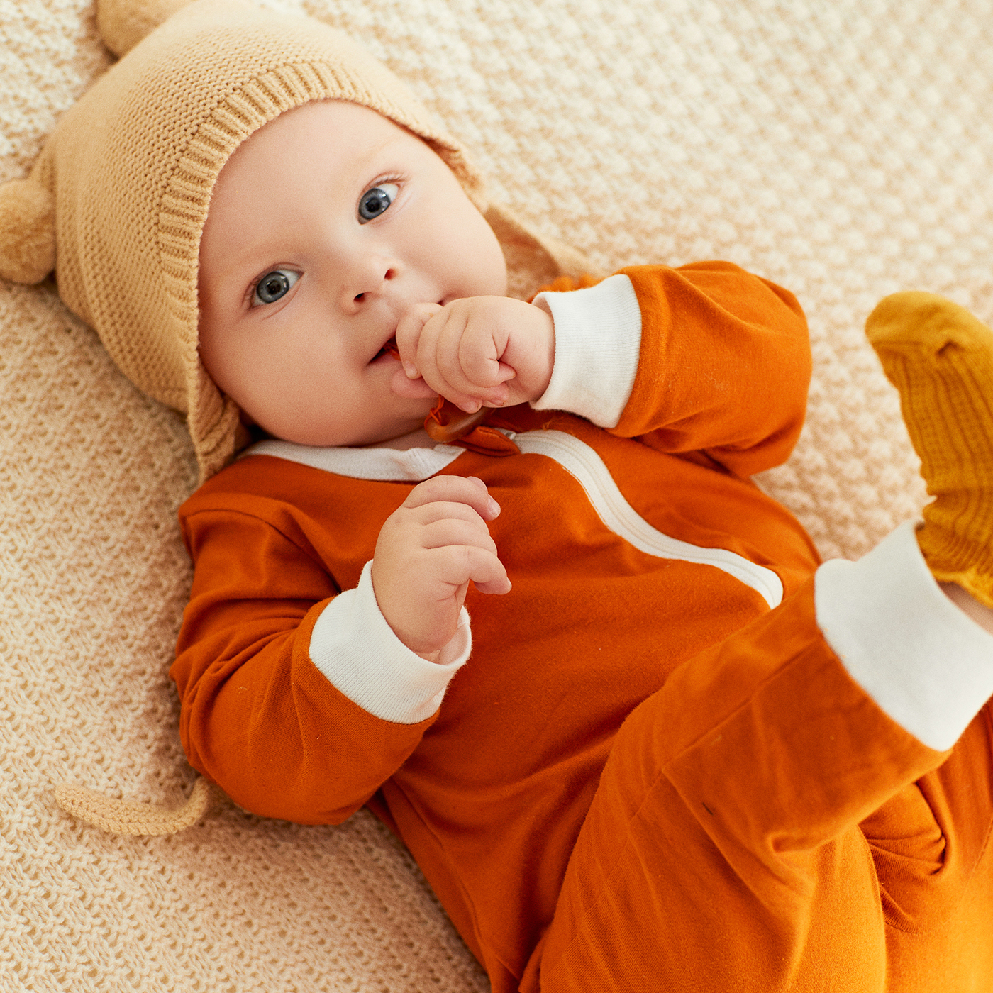 

100% Cotton Baby Solid Long-sleeve Zip Jumpsuit