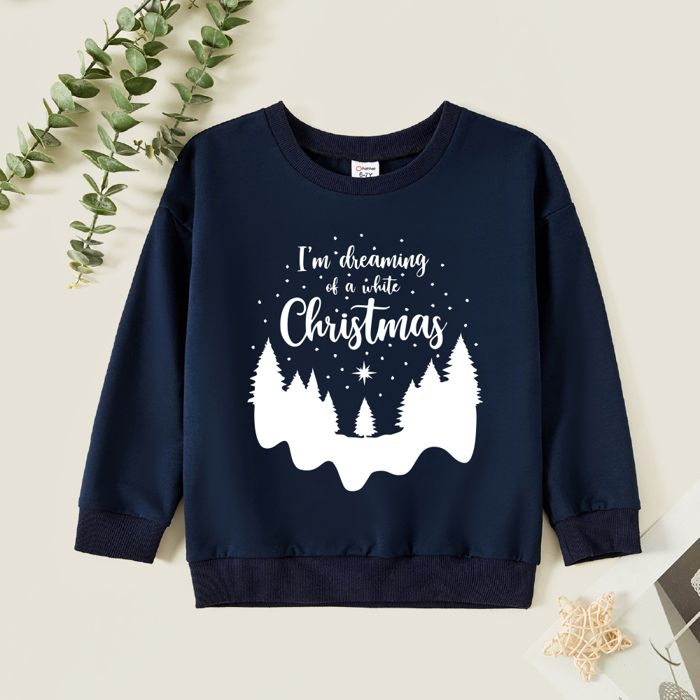

Christmas Kids Girl Graphic Tree Print Long-sleeve Pullover
