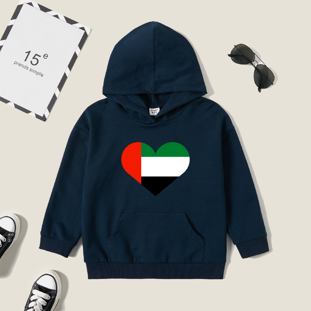 

Kids Boy Graphic Heart Print Long-sleeve Hooded Pullover
