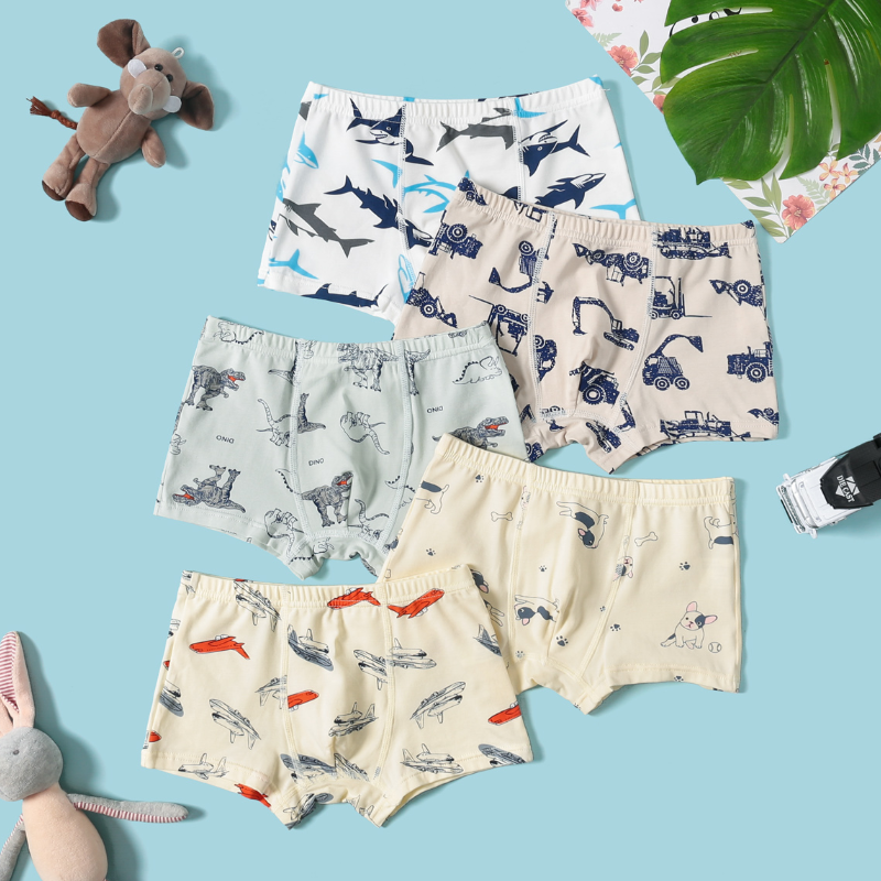 

5-piece Toddler Boy Vehicle/Animal Print Underwear Boxer Briefs