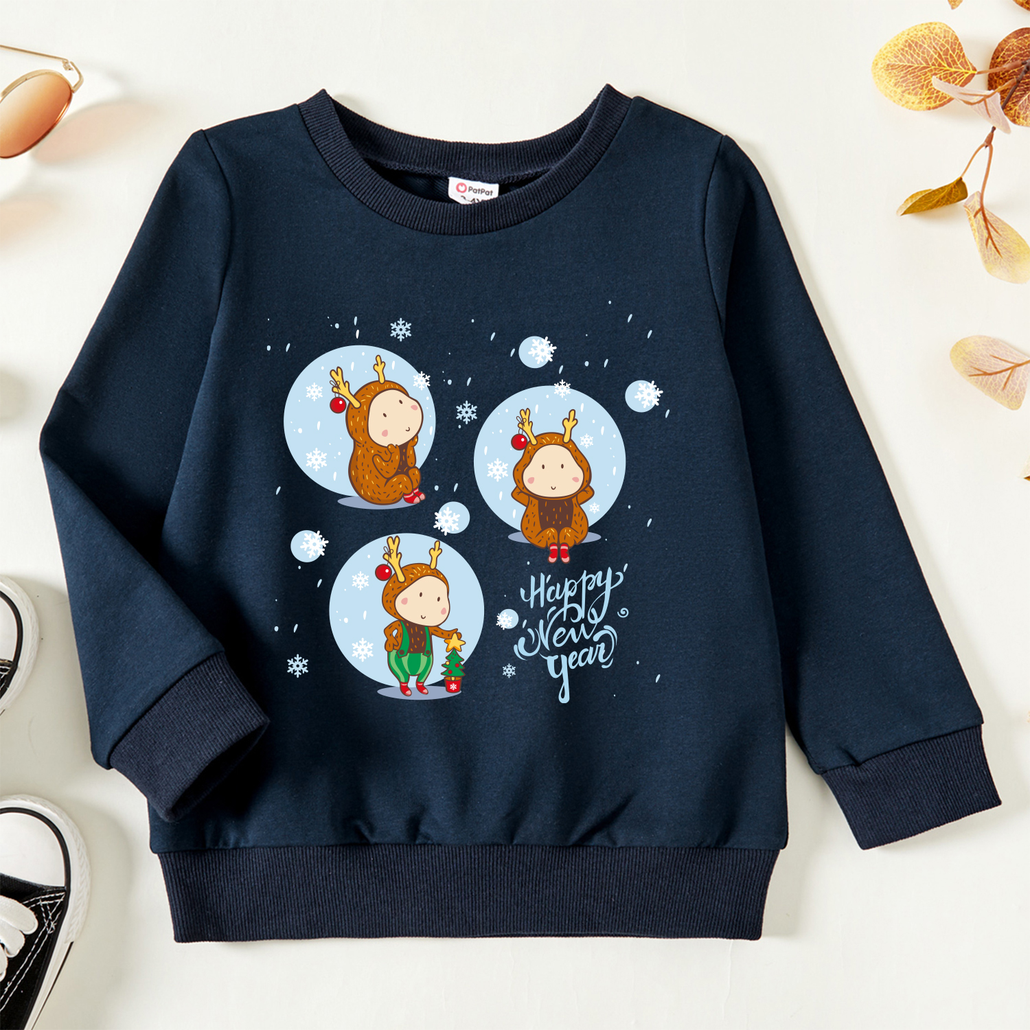 

Toddler Unisex Graphic Letter & Cartoon Print Long-sleeve Pullover