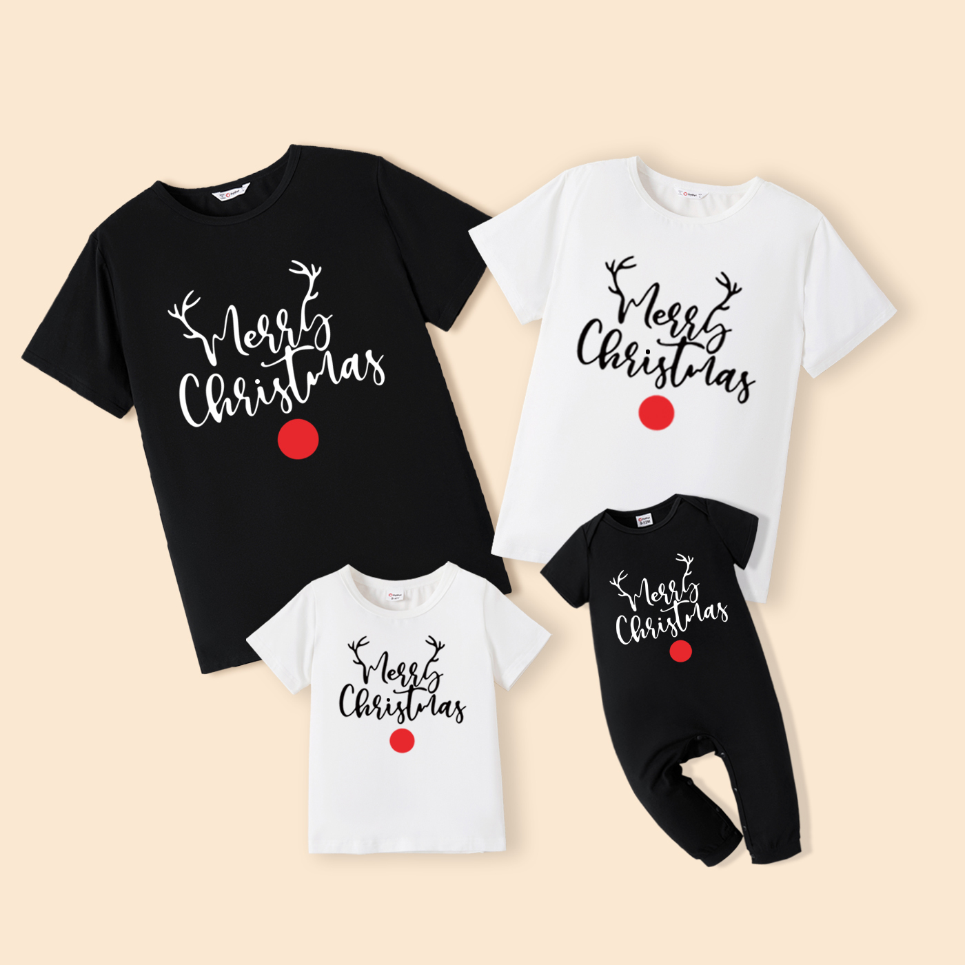 

Merry Christmas Letter Print 100% Cotton Family Matching Short-sleeve T-shirts