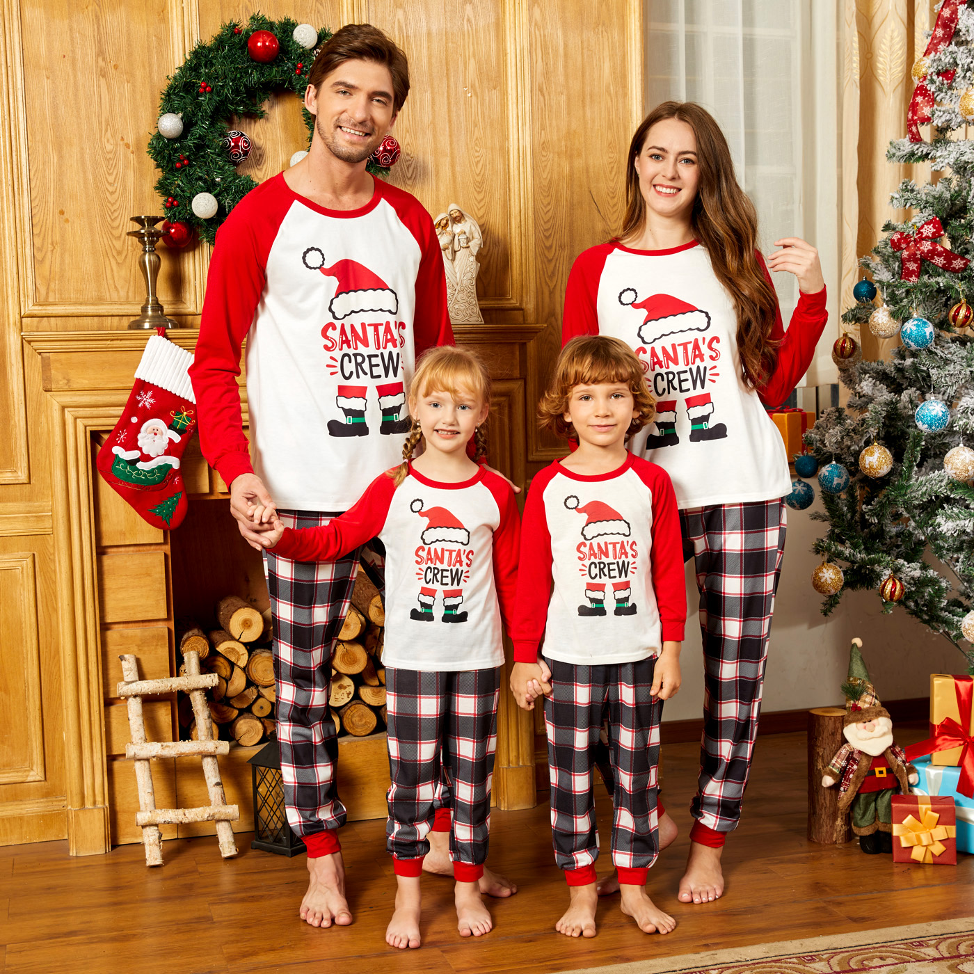 

Christmas Hat and Boots Letter Print Red Family Matching Long-sleeve Pajamas Sets (Flame Resistant)