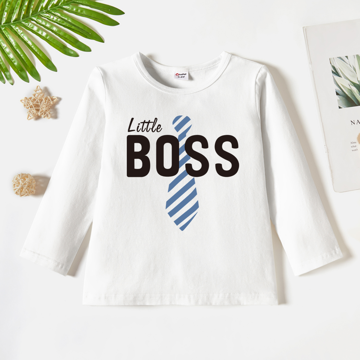 

Toddler Boy Graphic Letter & Tie Print Long-sleeve Tee