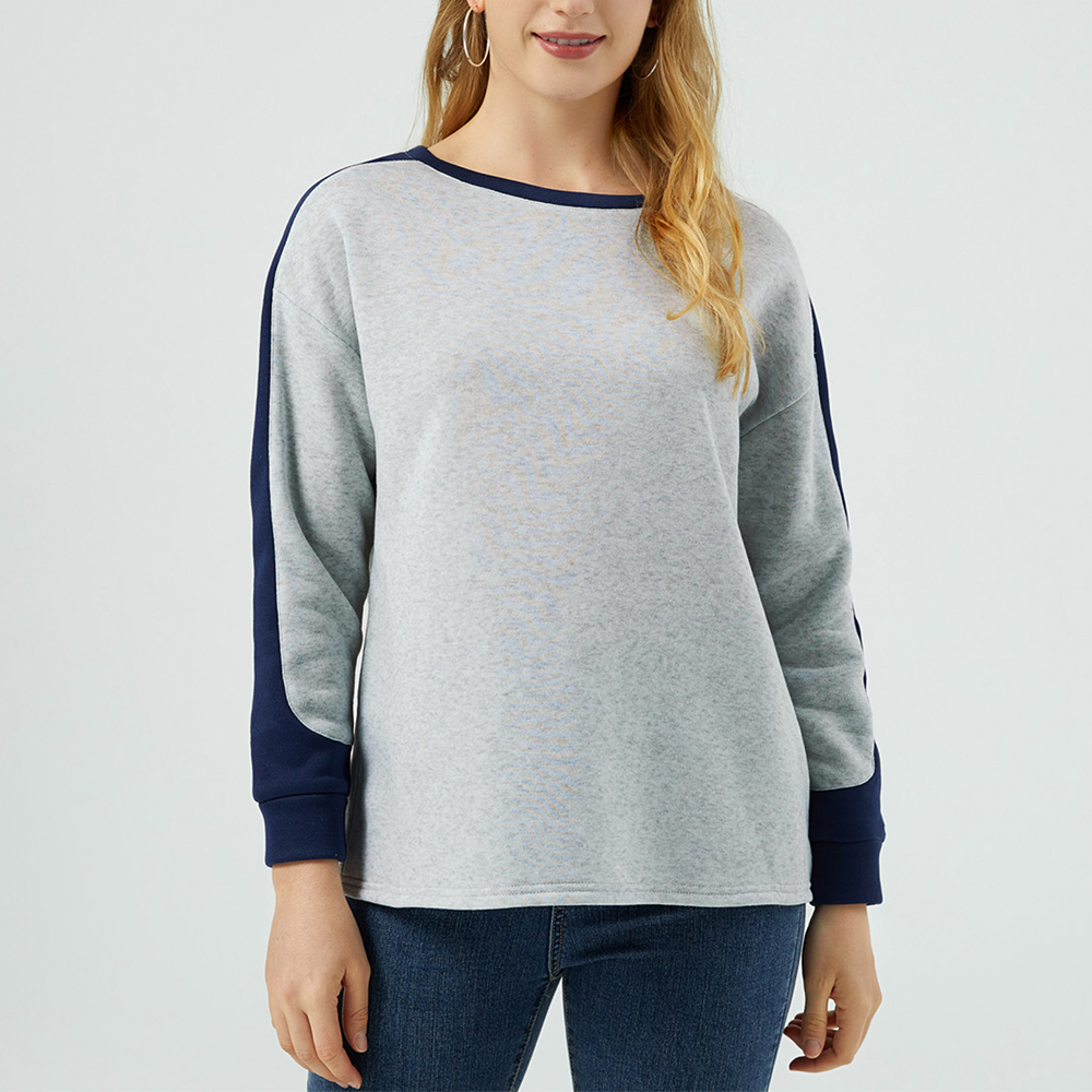 

Two Tone Round Neck Long-sleeve Casual Sweatshirt