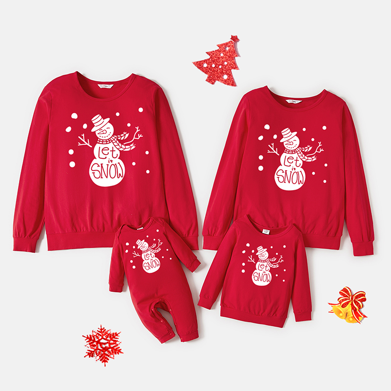 

Christmas Family Matching Letter Print Red Long-sleeve 100% Cotton Sweatshirts