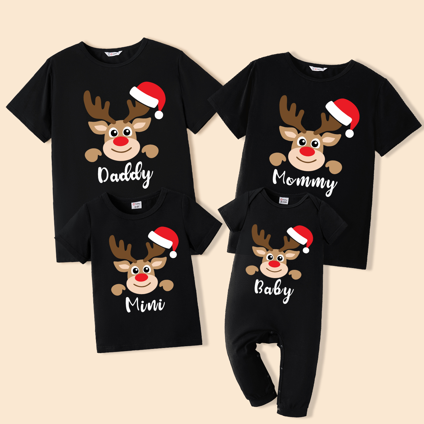 

Christmas Deer and Letter Print Short-sleeve 100% Cotton Family Matching T-shirts