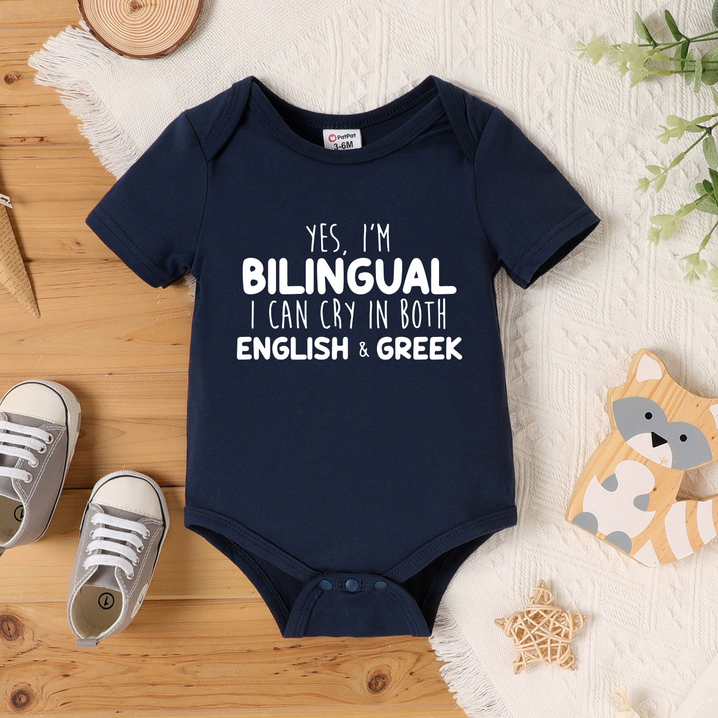

Baby Boy Graphic Letter Print Short-sleeve Romper