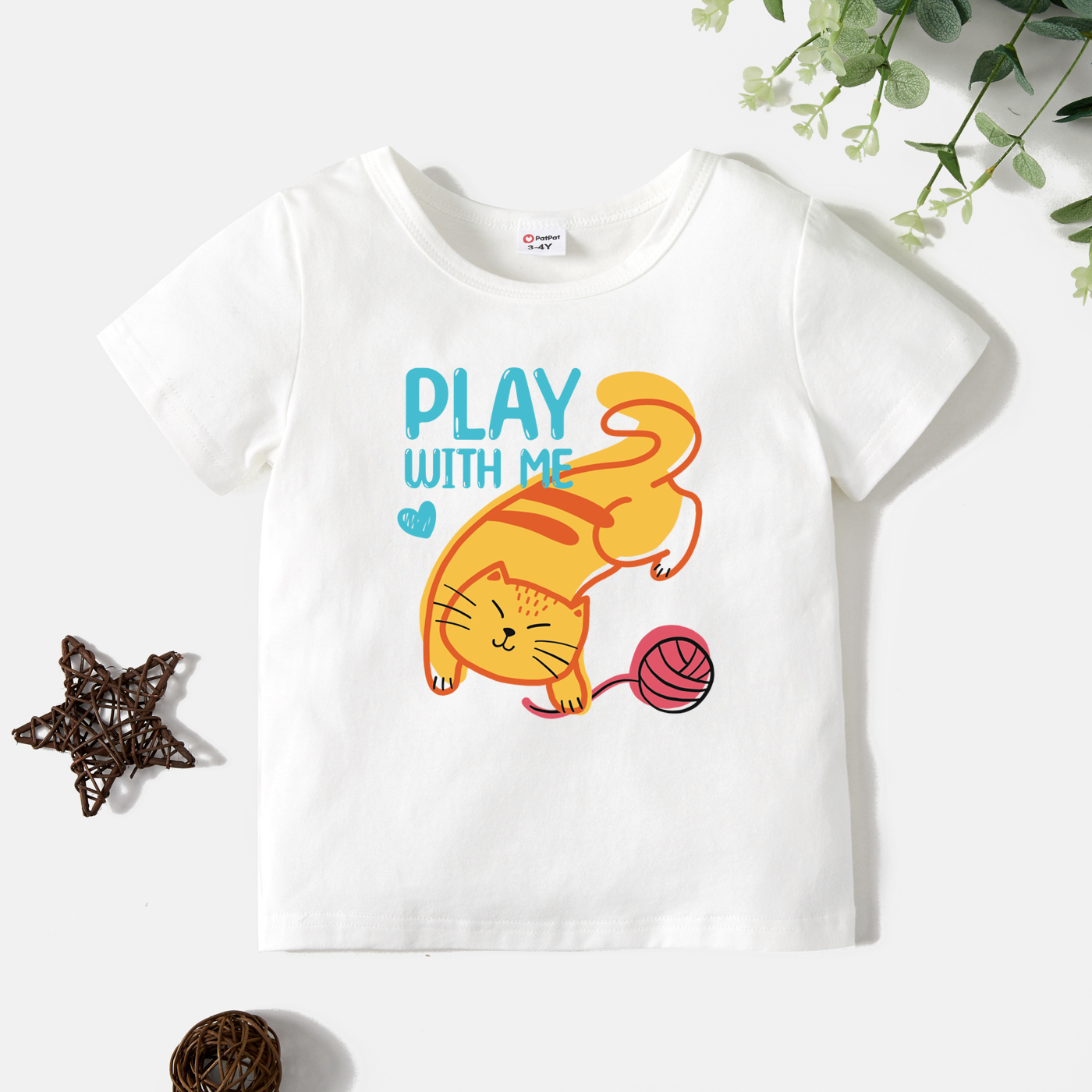 

Toddler Girl Graphic Cat & Letter Print Short-sleeve Tee