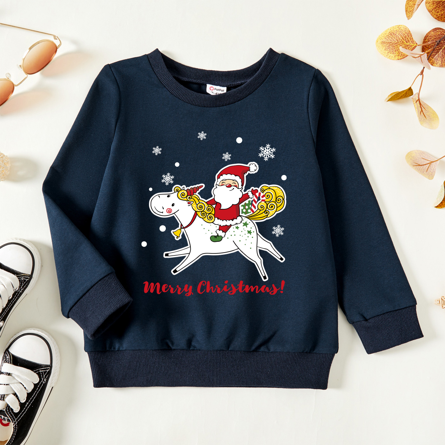 

Christmas Toddler Graphic Unicorn and Santa and Letter Print Long-sleeve Pullover