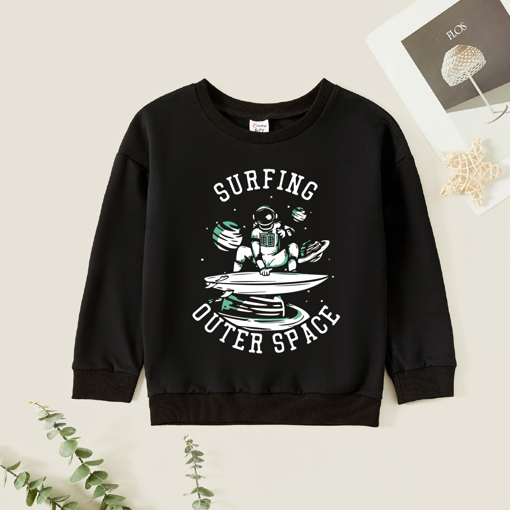 

Kids Boy Graphic Astronaut Print Long-sleeve Pullover