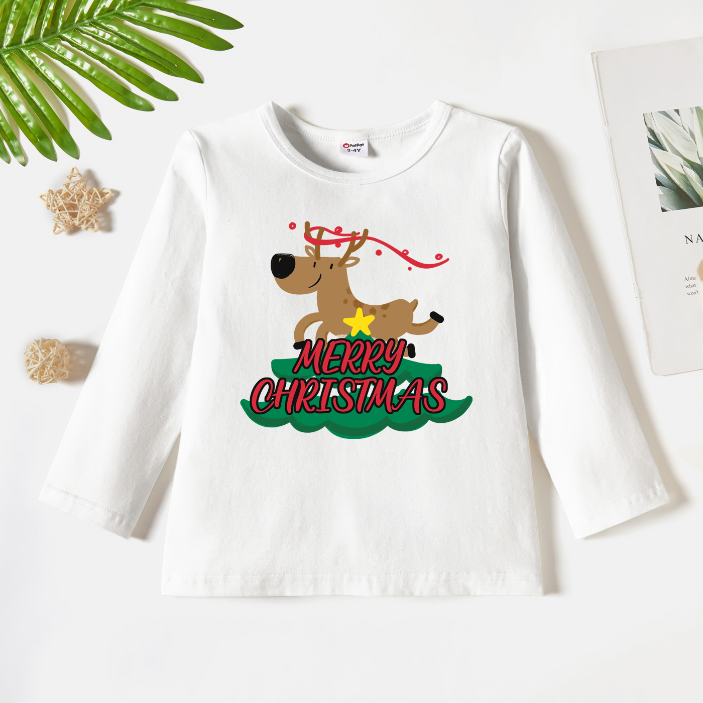 

Toddler Boy Graphic Reindeer Print Long-sleeve Tee