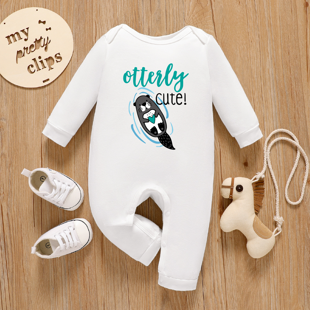 

Baby Boy Graphic Animal & Letter Print Long-sleeve Jumpsuit