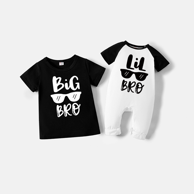

100% Cotton Sunglasses and Letter Print Sibling Matching Short-sleeve Tops