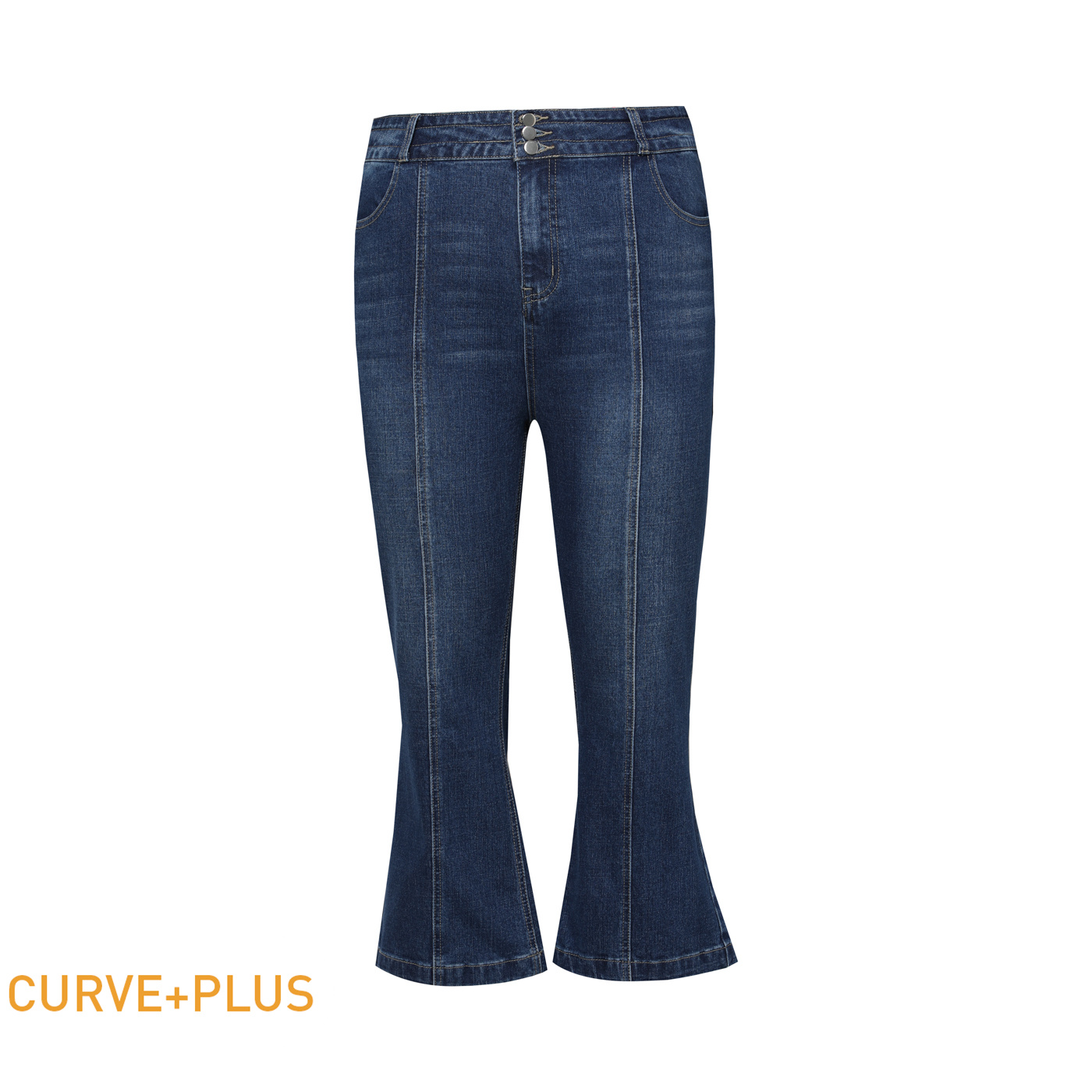 

Women Plus Size Casual Button Design Blue Denim Jeans
