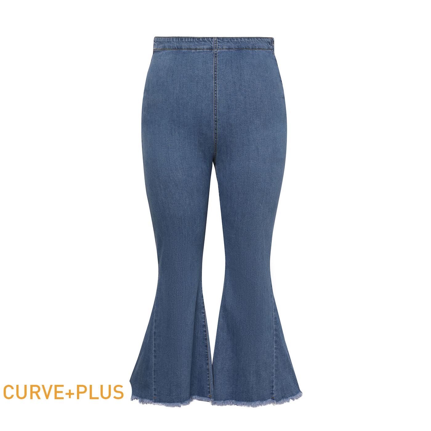 

Women Plus Size Sexy Denim Flared Jeans with Chain