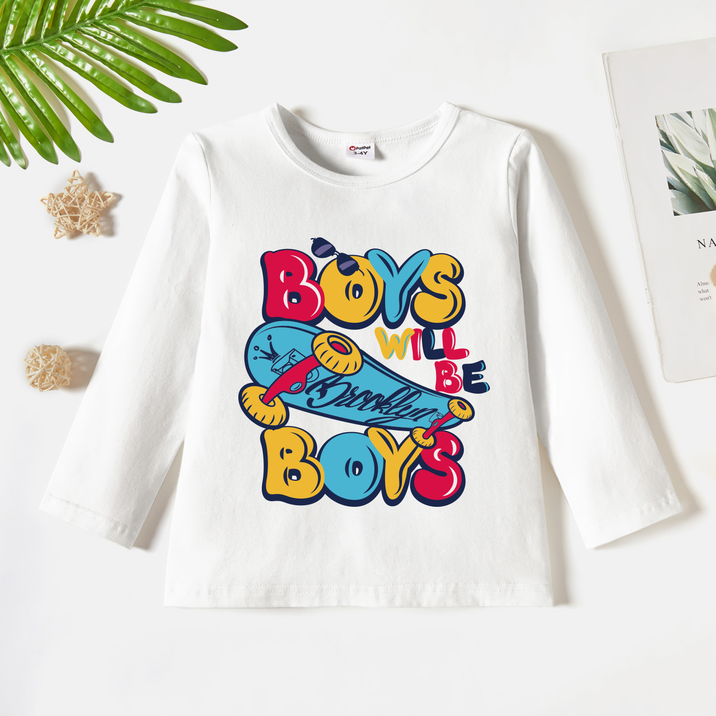 

Toddler Boy Graphic Letter Print Long-sleeve Tee