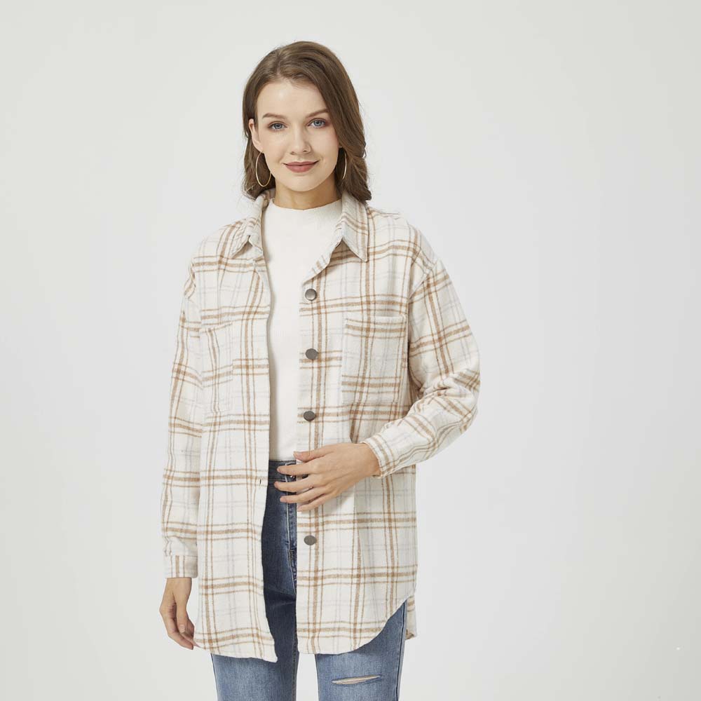 

Plaid Print Single Breasted Lapel Collar Long-sleeve Coat