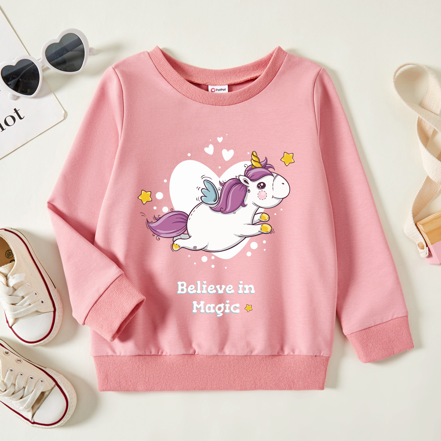 

Toddler Girl Graphic Unicorn Print Long-sleeve Pullover