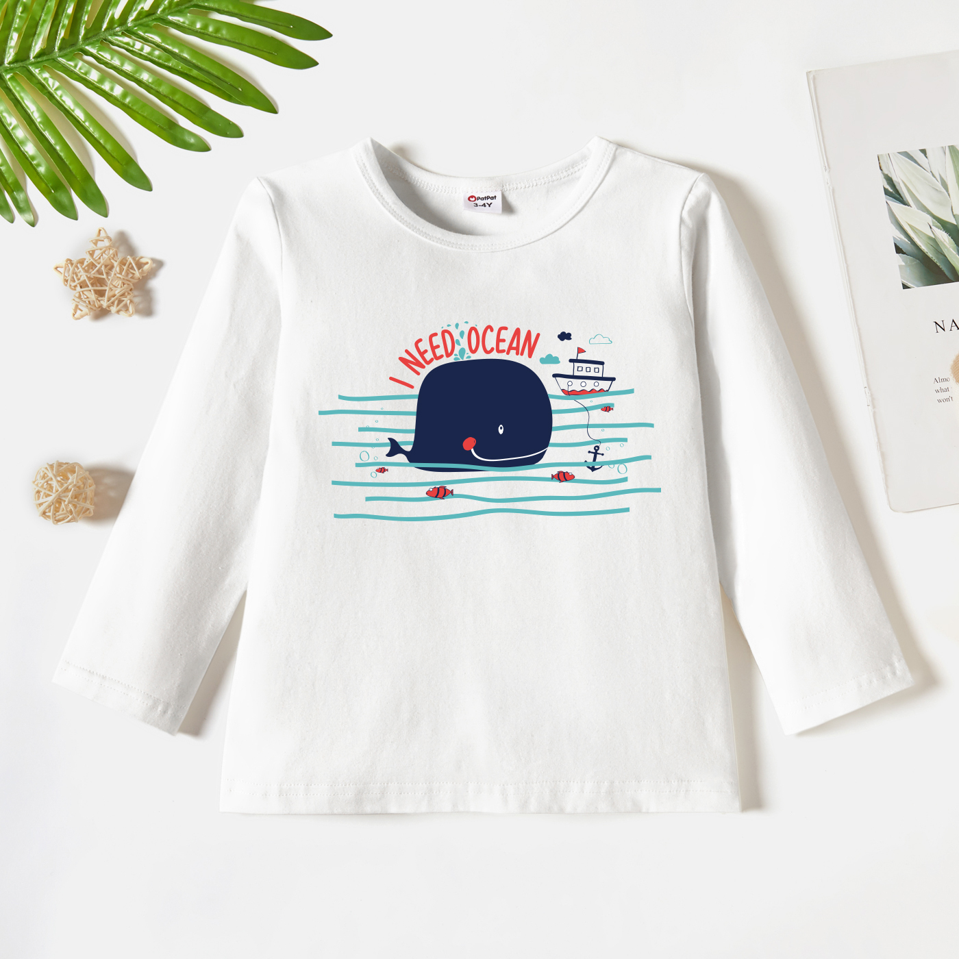 

Toddler Boy Graphic Whale Print Long-sleeve Tee