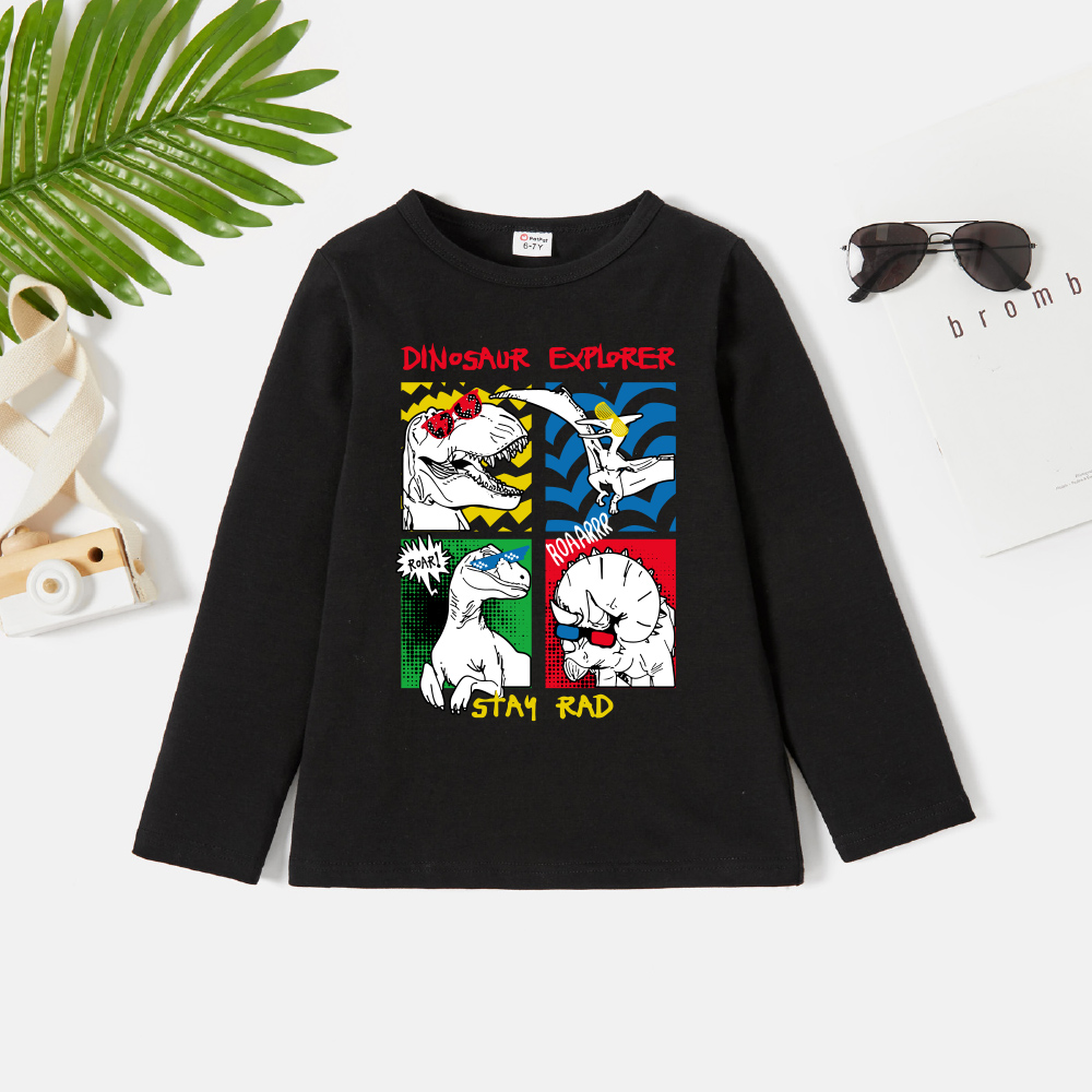 

Kids Boy Graphic Dinosaur Print Long-sleeve Tee