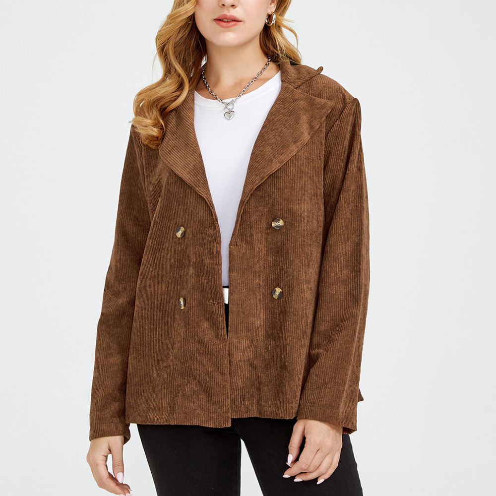 

Pure Color Double Breasted Jacket Coat