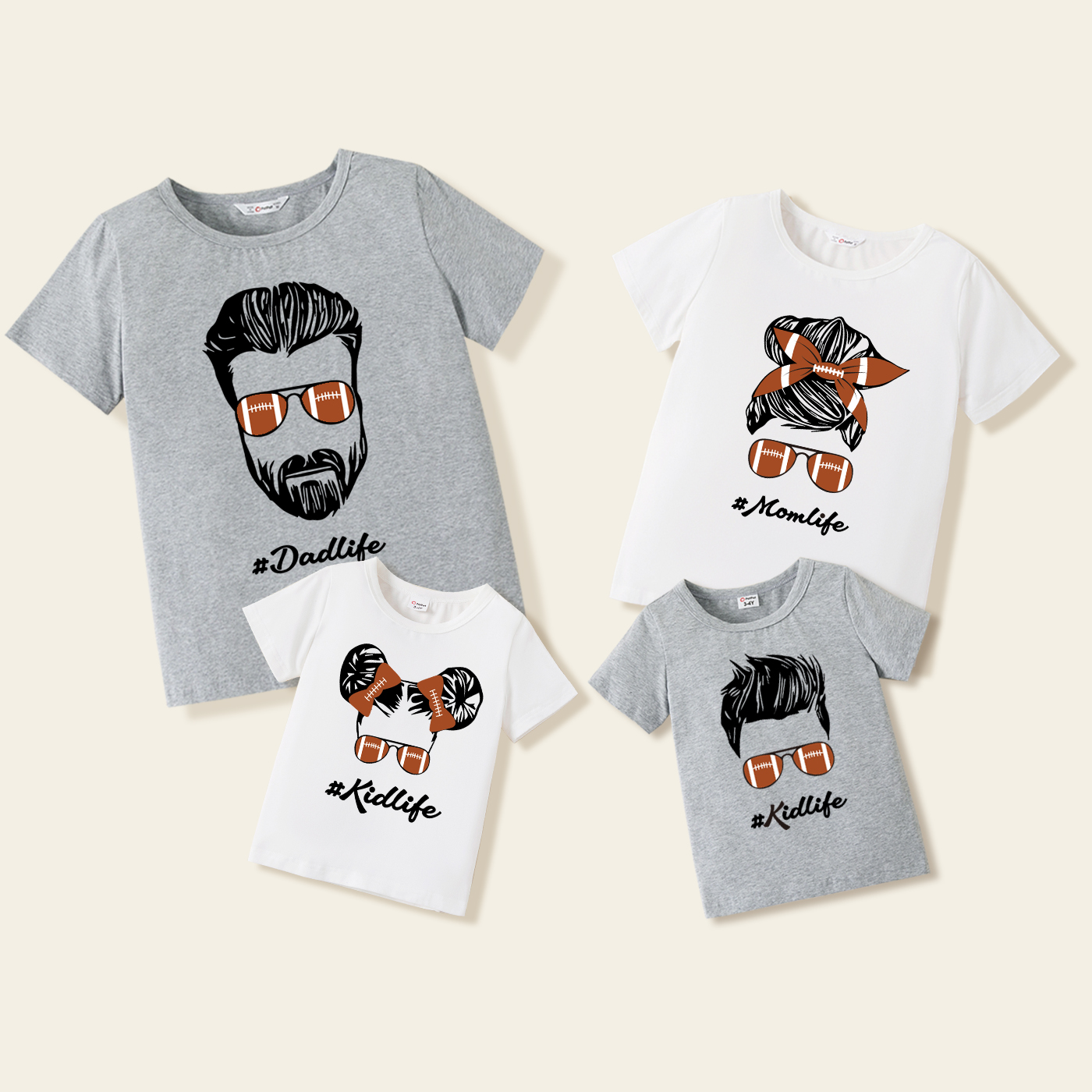 

Family Characters and Letter Print Matching Short-sleeve T-shirts
