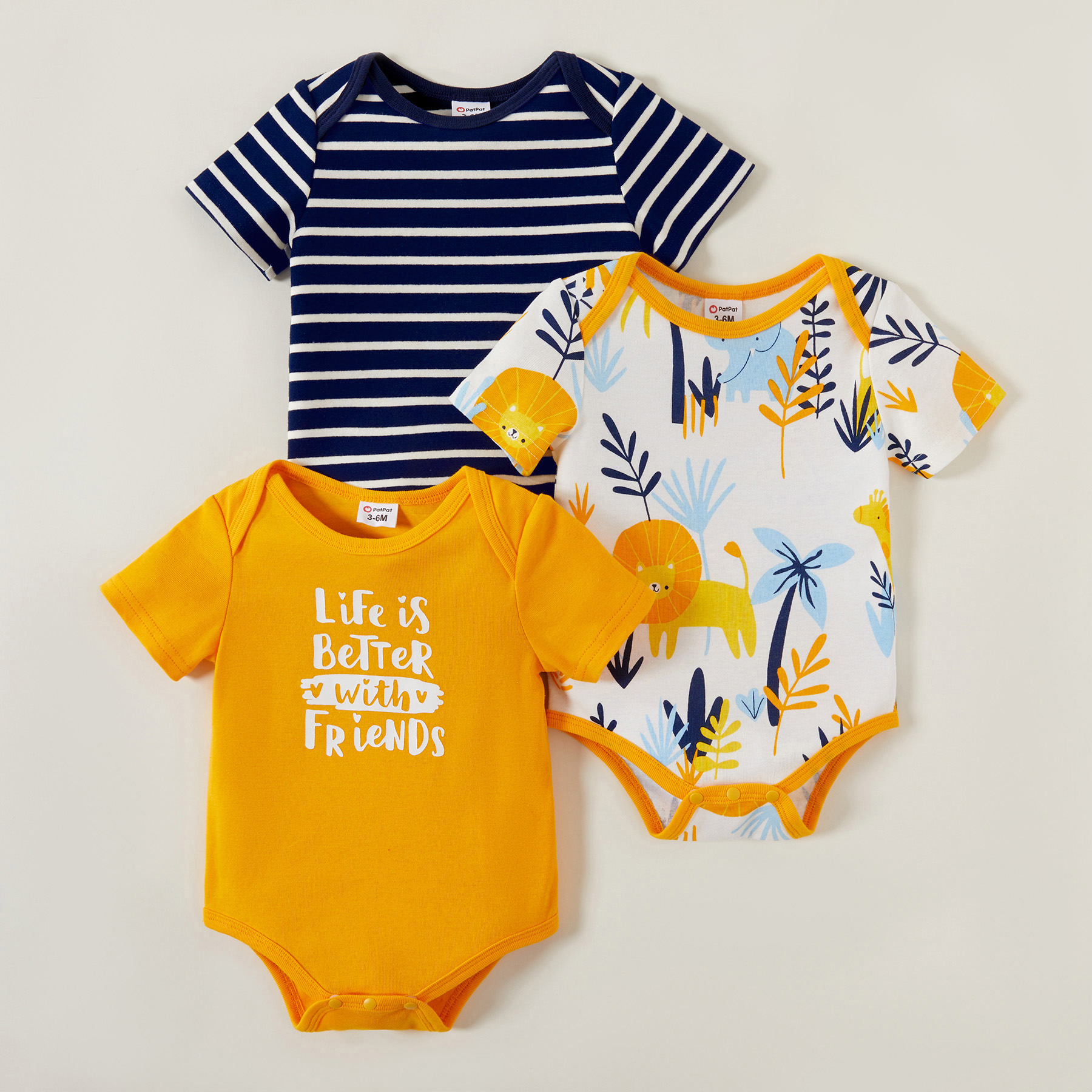 

Baby Boy Stripe/Animal/Letter Print Short-sleeve Romper