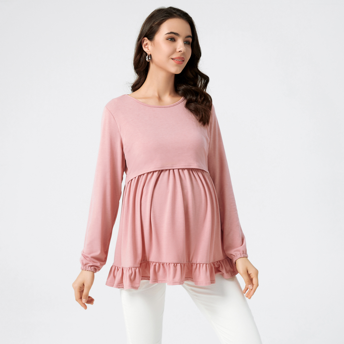 

Nursing Ruffle Hem Long-sleeve Tee
