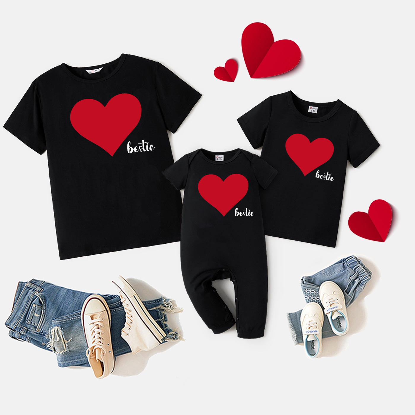 

Red Love Heart and Letter Print Short-sleeve T-shirts for Mom and Me