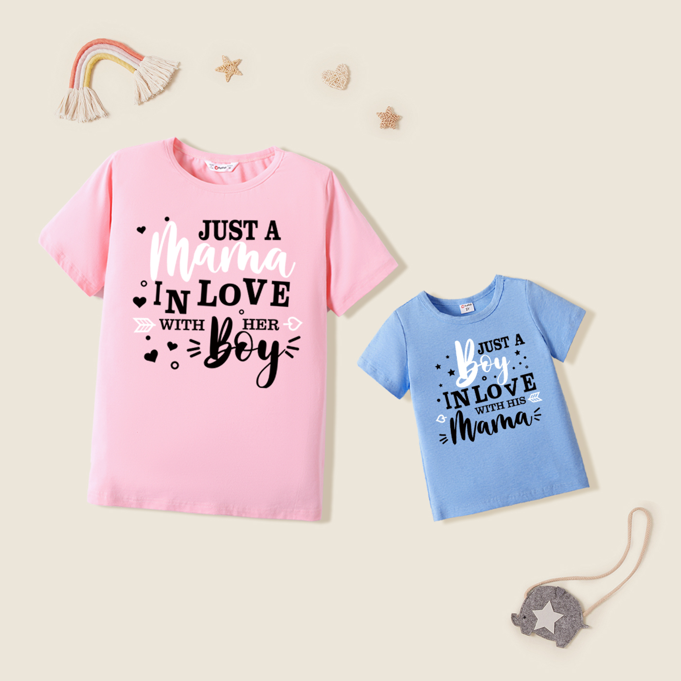 

100% Cotton Love Heart and Letter Print Short-sleeve T-shirts for Mom and Me