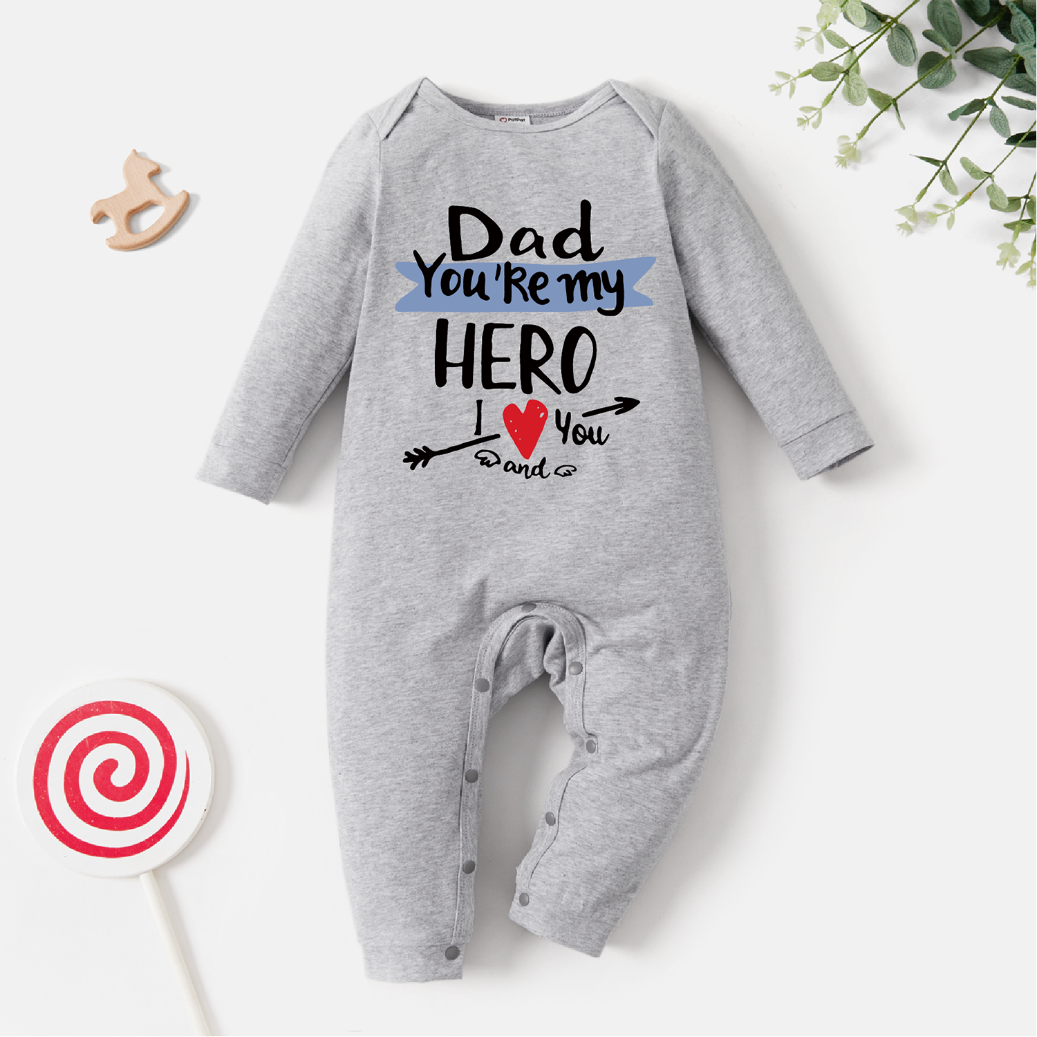 

Baby Boy Love Heart and Letter Print Long-sleeve Jumpsuit